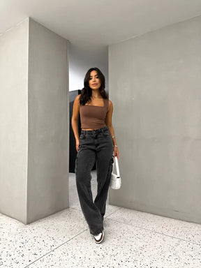 Calça Jeans Wide Leg Cargo Estonada